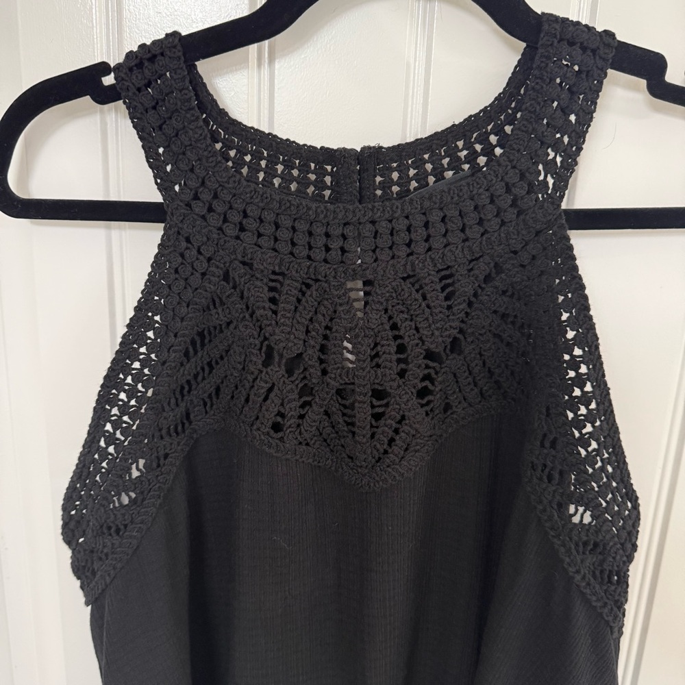 Torrid Black Crochet Yoke Halter Tank Top - Picture 2 of 8